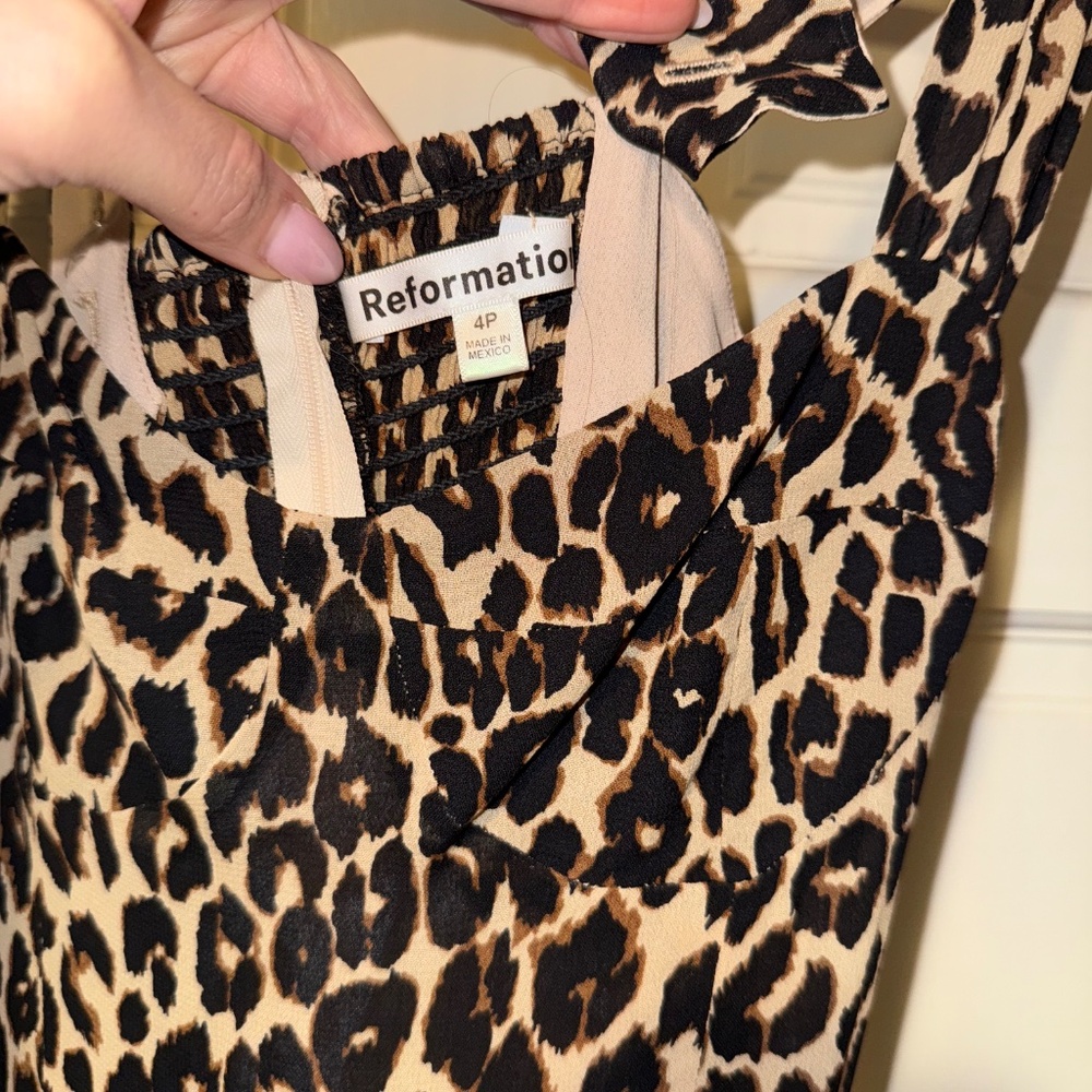 Reformation Leopard Print Mini Dress - Tan and Black - Picture 5 of 6